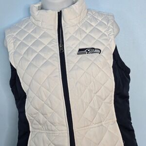 Seahawks‎ Official NFL Team Womens M Puffer Vest Quilted White Jacket Full Zip